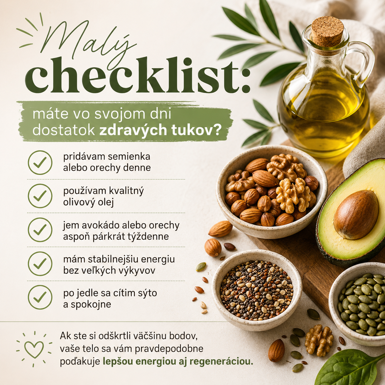 Zdravé tuky - checklist